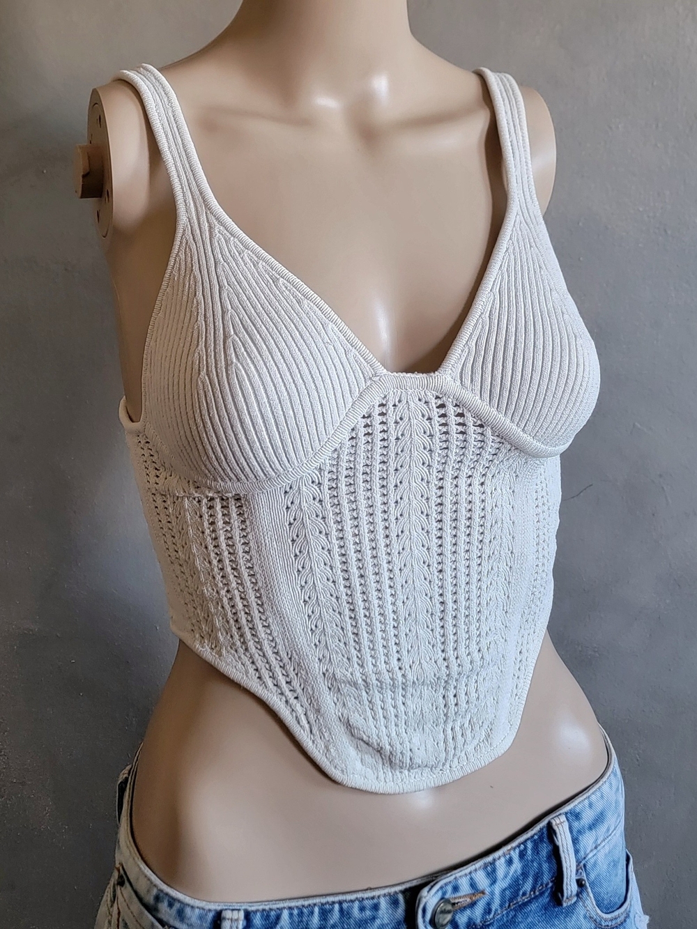 Garage White Knit Corset Tank Top